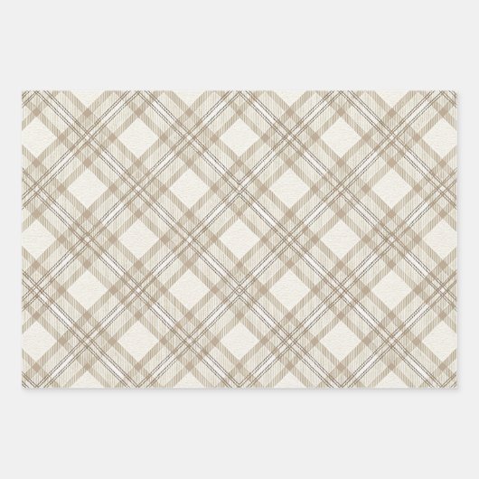 Soft Beige Gingham Christmas Geschenkpapier Set (Vorderseite)