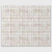 Soft Beige Grid Ivory Geometric Pattern Geschenkpapier (Flach)