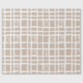 Soft Beige Grid Ivory Geometric Pattern Geschenkpapier (Flach)