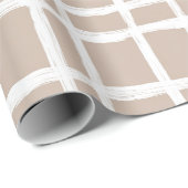 Soft Beige Grid Ivory Geometric Pattern Geschenkpapier (Rolleneckpunkt)