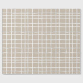 Soft Beige Grid Ivory Geometric Pattern Geschenkpapier (Flach)