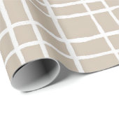 Soft Beige Grid Ivory Geometric Pattern Geschenkpapier (Rolleneckpunkt)