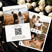Soft Beige Minimalistische Script QR Code Foto Hoc RSVP Karte