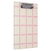Soft Beige & Pink Grid Pattern Klemmbrett (Rechts)