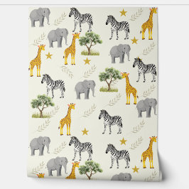 Soft Beige Safari Kinderzimmer Wallpaper - Dschung Tapete
