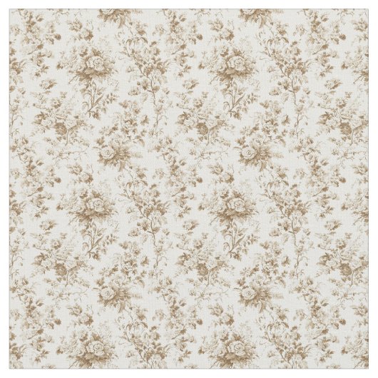 Soft Beige Toile mit Rose und Gartenblättern Stoff (Nahaufnahme)