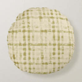 Soft Beigi, Khaki Checkered Pattern,Simple, Modern Rundes Kissen