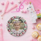 Soft Berry Sweet Strawberry Birthday Photo Pappteller (Party)