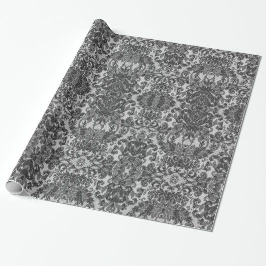 Soft Black Damask Gothic Art Print Geschenkpapier (Ungerollt)