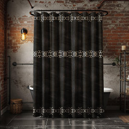 Soft Black Imitats Süede Leather Duschvorhang