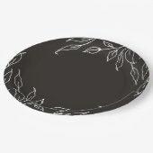 Soft Black Leaf Motif Erntedank Party Pappteller (Schrägansicht)