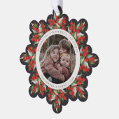Soft Black Red Berries+Greenery Christmas Paper Ornament Karte (Linke Ecke)