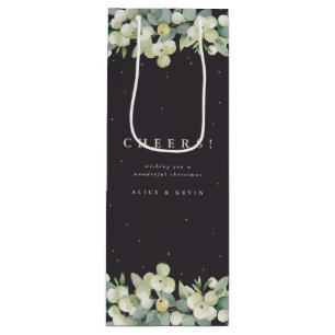 Soft Black Snowberry+Eukalyptus Christmas/Holiday Geschenktüte Für Weinflaschen