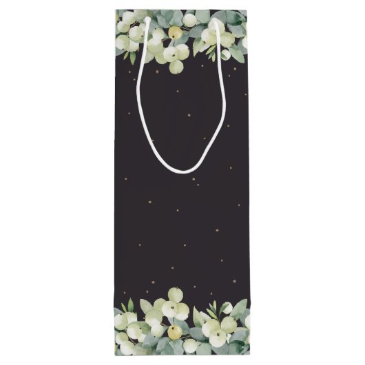 Soft Black Snowberry+Eukalyptus Christmas/Holiday Geschenktüte Für Weinflaschen (Rückseite)