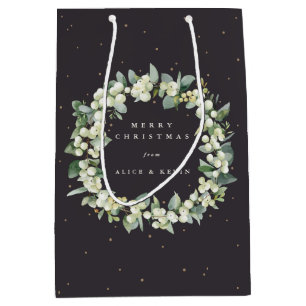 Soft Black Snowberry+Eukalyptus Christmas/Holiday Mittlere Geschenktüte