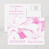 Soft Blätter Rosa Streifen Save the Date Postkarte (Vorne/Hinten)
