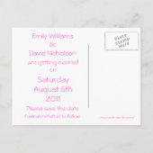 Soft Blätter Rosa Streifen Save the Date Postkarte (Rückseite)