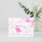 Soft Blätter Rosa Streifen Save the Date Postkarte (Stehend Vorderseite)