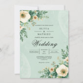 Soft Bloom Botanical Accent Wedding Einladung (Vorderseite)