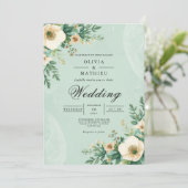 Soft Bloom Botanical Accent Wedding Einladung (Stehend Vorderseite)