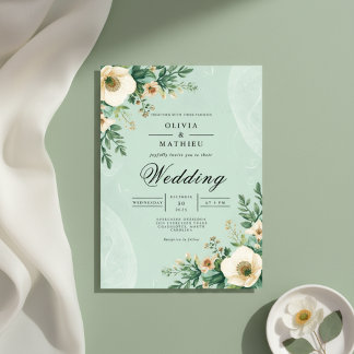 Soft Bloom Botanical Accent Wedding Einladung