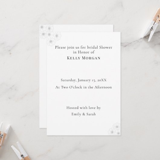 Soft Bloom Elegance Bridal Shower invitation card Einladung (Vorderseite/Rückseite Beispiel)