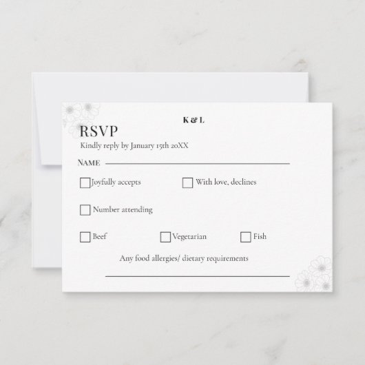 Soft Bloom Elegance / Minimalist Floral Wedding RSVP Karte (Vorderseite)