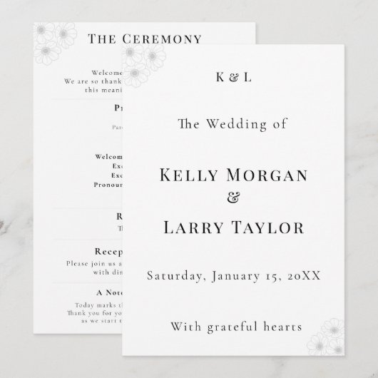 Soft Bloom Elegance Wedding Program Programm (Vorne/Hinten)