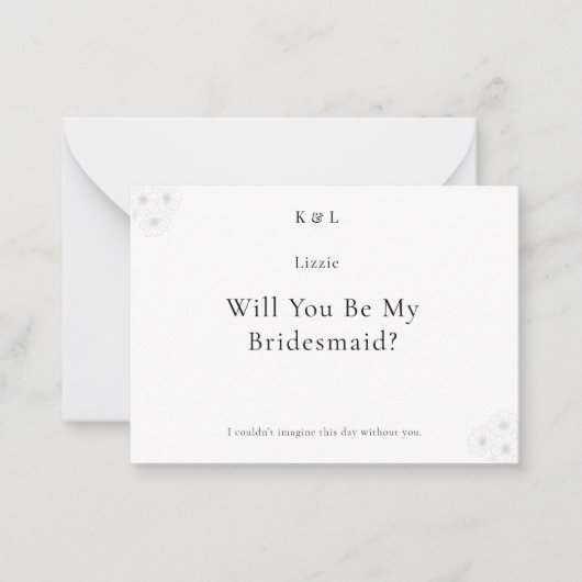 Soft Bloom Elegance Will You Be My Bridesmaid Card Mitteilungskarte (Vorderseite)