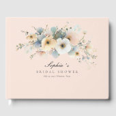 Soft Bloom Elegante Hochzeitsdusche Pfirsich Gäste Gästebuch (Vorderseite)