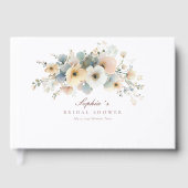 Soft Bloom Elegante Hochzeitsdusche Weiß Gästebuch (Vorderseite)