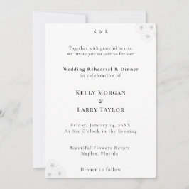 Soft Bloom Eleganz Hochzeitsprobe-Einladung Einladung