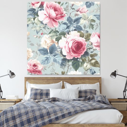 Soft Bloom Offene Rose Wasserfarbe Leinwanddruck (Insitu (Schlafzimmer))