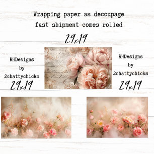 Soft Bloom Pfirsich Französische Einwickel-Decoupa Geschenkpapier Set
