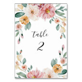Soft Blooms Hochzeitsempfangskarte Tischnummer (Vorderseite)