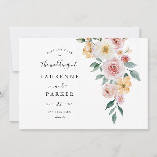 Soft Blooms Save the Date Einladung zur Fotokarte (Vorderseite)