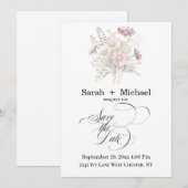 Soft Blooms Spring Floral Save the Date Invitation Einladung (Vorne/Hinten)