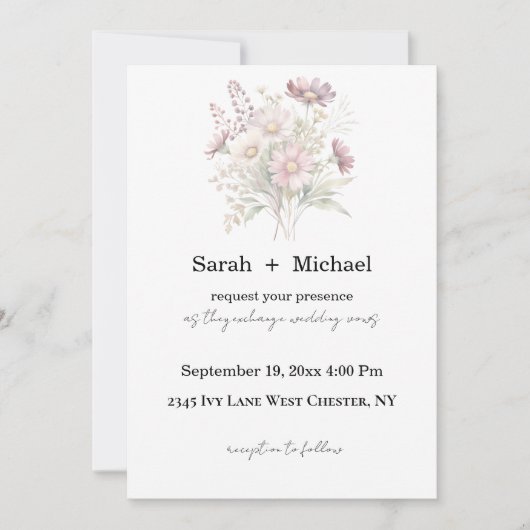 Soft Blooms Spring Floral Wedding Invitation Einladung (Vorderseite)