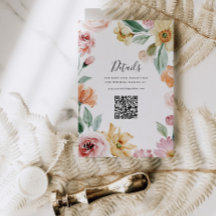 Soft Blooms Wedding Details QR Card