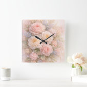 Soft Blossom Dreams  Quadratische Wanduhr (Zuhause)
