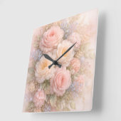 Soft Blossom Dreams  Quadratische Wanduhr (Winkel)