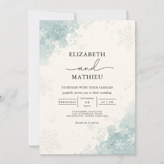 Soft Blue Abstrakt Floral Wedding Einladung