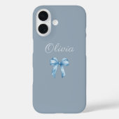Soft Blue Aesthetic Bow with Custom Name Case-Mate iPhone Hülle (Rückseite)