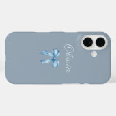 Soft Blue Aesthetic Bow with Custom Name Case-Mate iPhone Hülle (Rückseite (Horizontal))