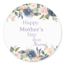 soft blue and blush floral Mother's day sticker