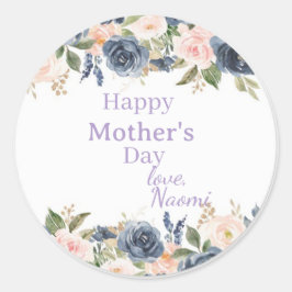 soft blue and blush floral Mother's day sticker