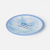 Soft Blue Baby Boy Clouds und Sky Baby Dusche Pappteller (Schrägansicht)