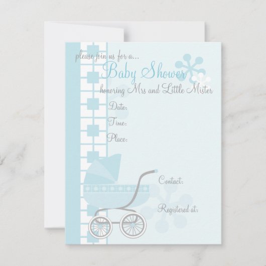 Soft Blue Baby Buggy Einladung (Vorderseite)