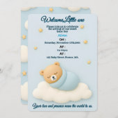 Soft Blue Baby Dusche Einladung Junge (Vorne/Hinten)
