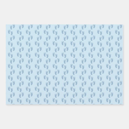 Soft Blue Baby Dusche Geschenkpapier Set (Vorderseite)